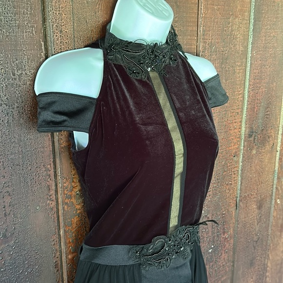 Weissman Black Velvet Leotard Dance Halloween Costume Attached Panel Skirt Large - Picture 5 of 15